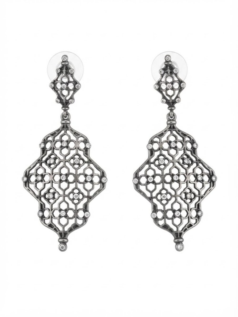 Kendra Scott Antique Silver Renee Filigree Drop Statement Earrings